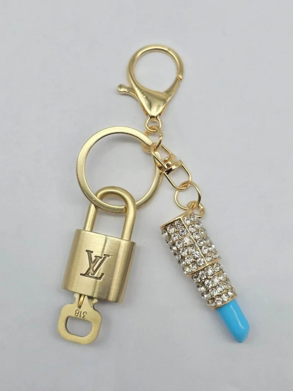 Authentic Louis Vuitton Gold Padlock 🔑 Unbranded Lipstick Keychain Bag Charm